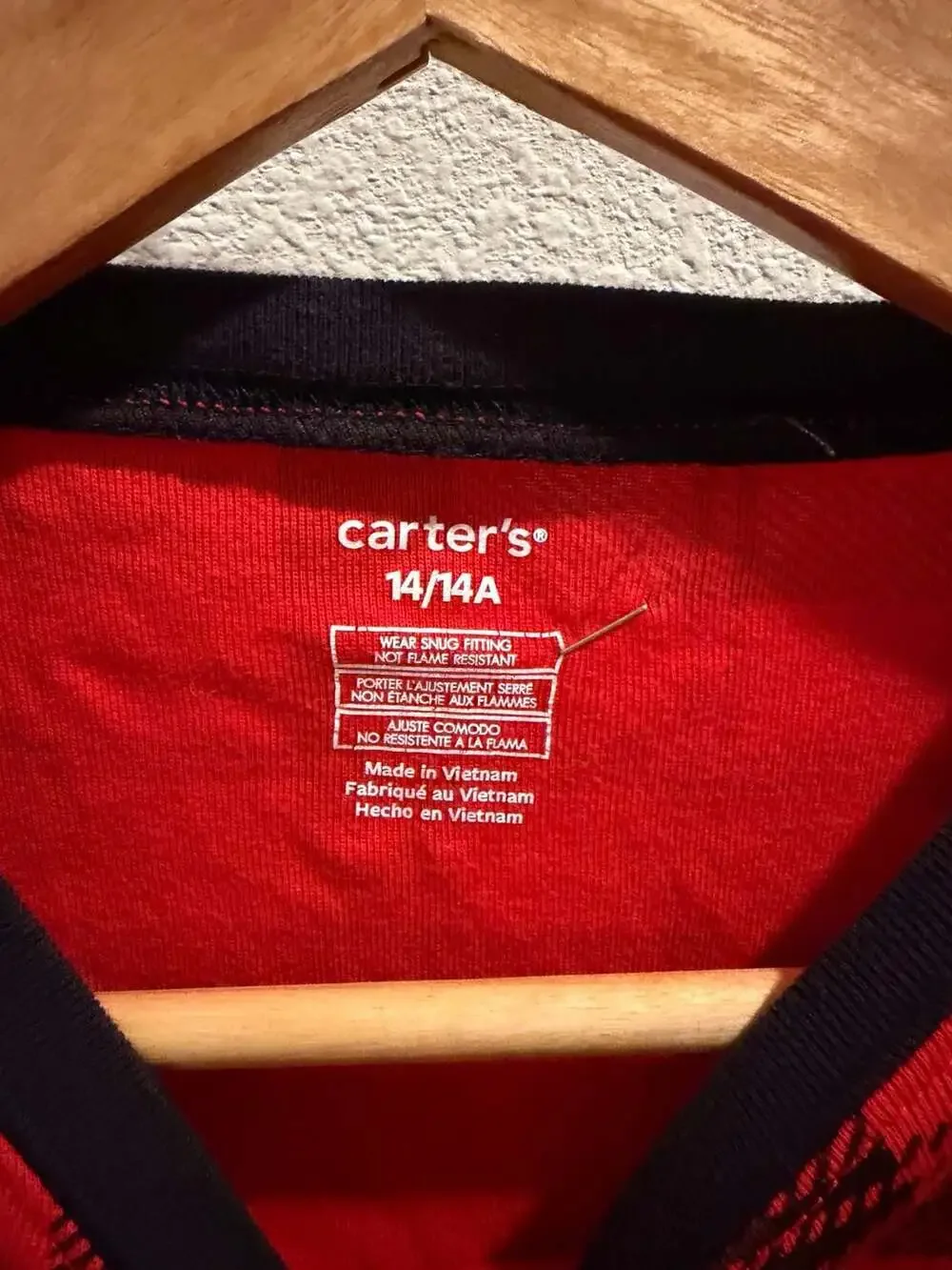 Carter's Kids Red and Black Buffalo Plaid Long Sleeve Pajama Set Size 14